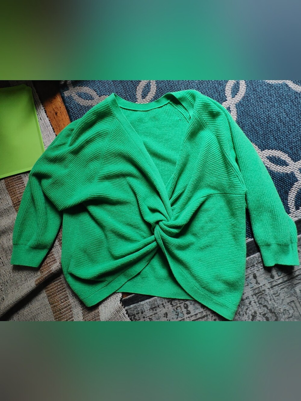 BA&SH Green Twist-Front Or Back 100% Cashmere Sweater